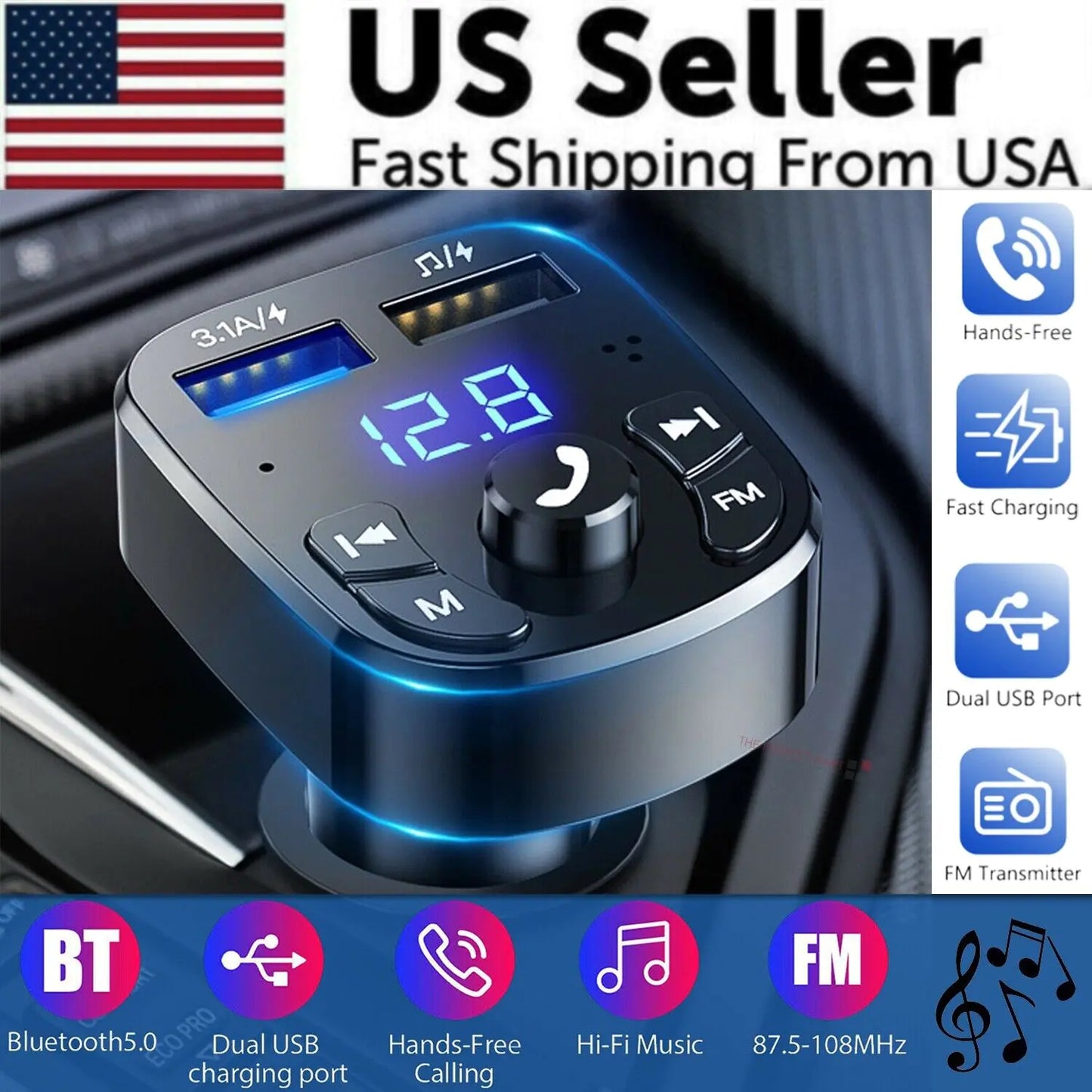 Wireless Car Bluetooth FM Transmitter